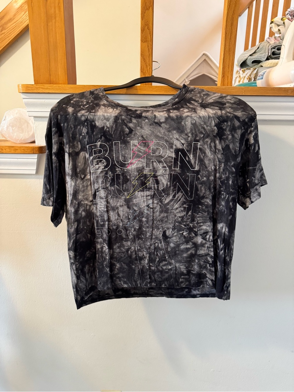 Burn Boot Camp Women’s Black Tie-Dye Crop Tee
